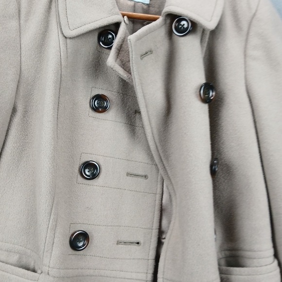 Old Navy Pea Coat Women Medium Beige Wool Double Breasted Button Front Outerwear - Picture 3 of 9